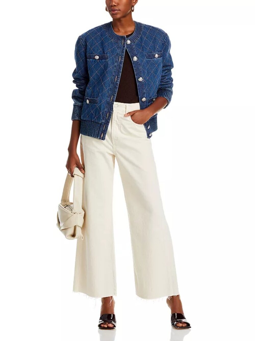 Veronica Beard NWT Taylor Cropped Wide-Leg Jean  Denim High-Rise Jean